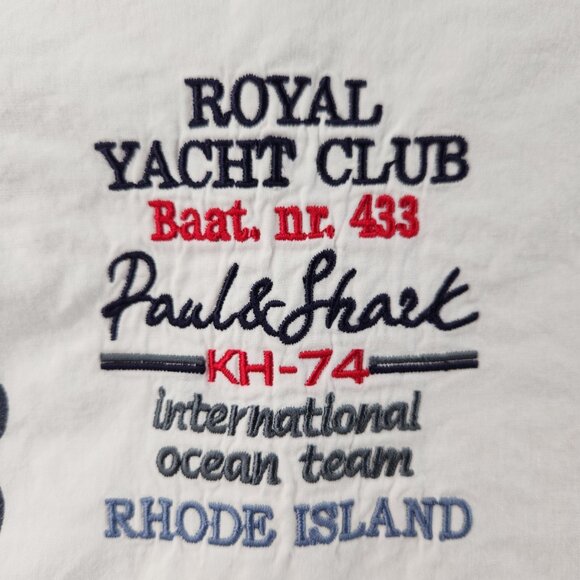 Paul & Shark Cotton Graphic Print Button-Down Medium White Shirt Men Long Sleeve - Picture 5 of 16